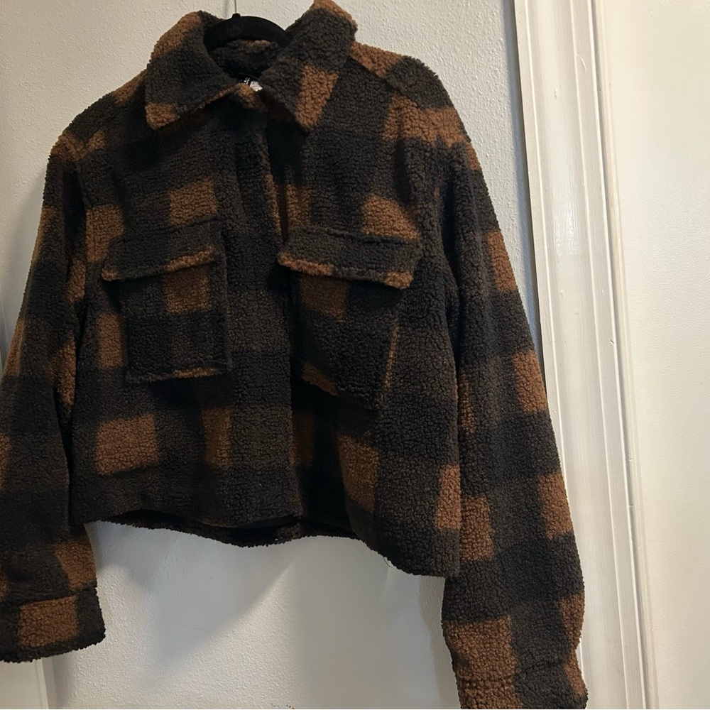 H&M Black and Brown Teddy Jacket